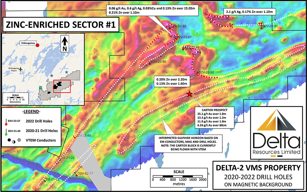 Figure 4: Map showing the Zinc-Enriched Area #1 at Delta-2.