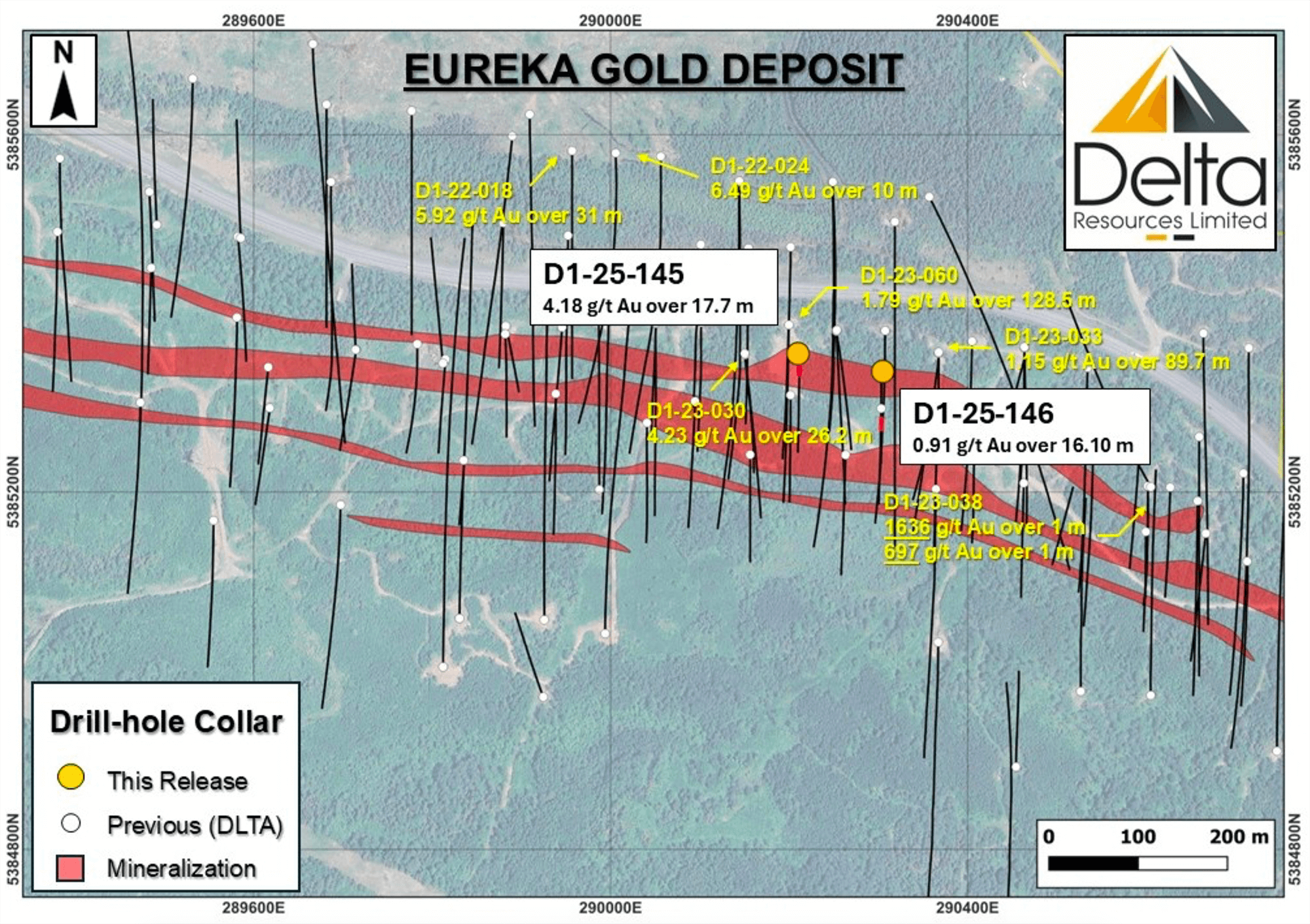 Figure 1: Map of new 2025 metallurgical/infill drill hole locations